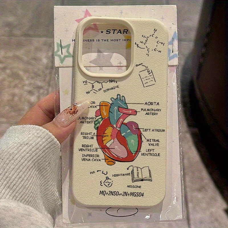 Heart Anatomy Medical Science Pattern Suitable for iPhone16 15 14 13 12PROMAX Anti-drop Fashion Case