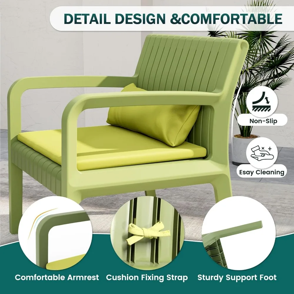 Resin Patio Furniture Set,No Rust Modular Outdoor Sectional Sofa Set, All Weather Patio Conversation Set, for Backyard 3