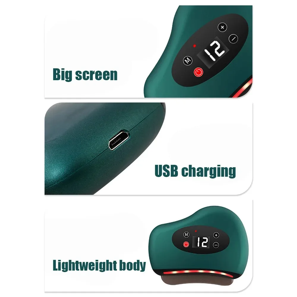 Electric Guasha Massager Hot Compress Eye Massager Stone Heating Vibration Scraping Neck Face Skin Lifting Removal Wrinkle Tool
