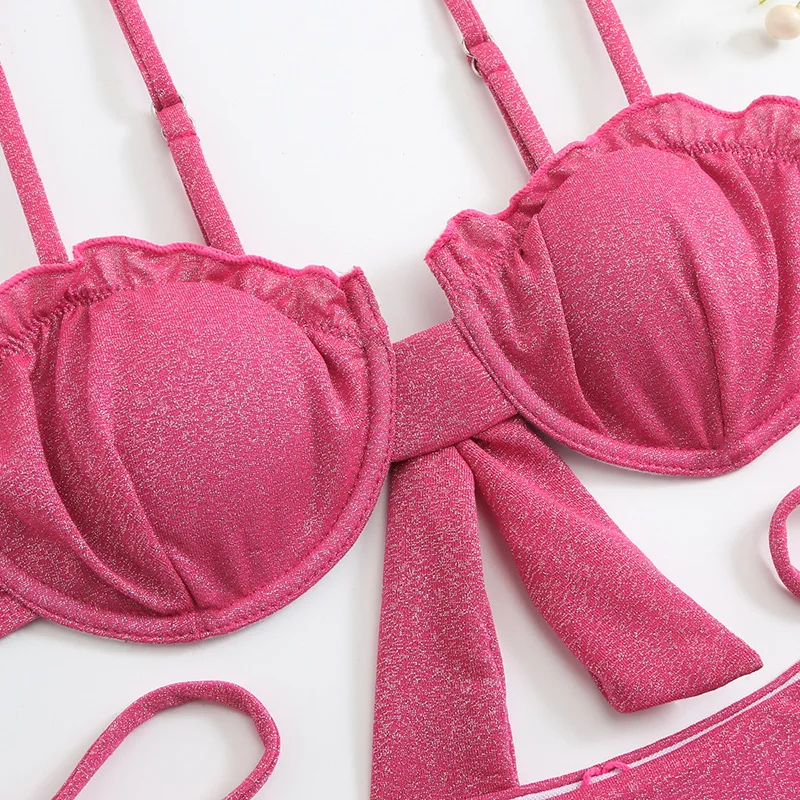 Sexy Sequins Swimsuit Woman Sexy High Cut 2 pieces Bikini 2023 Women Sports Bathing Suits Thong Swimwear