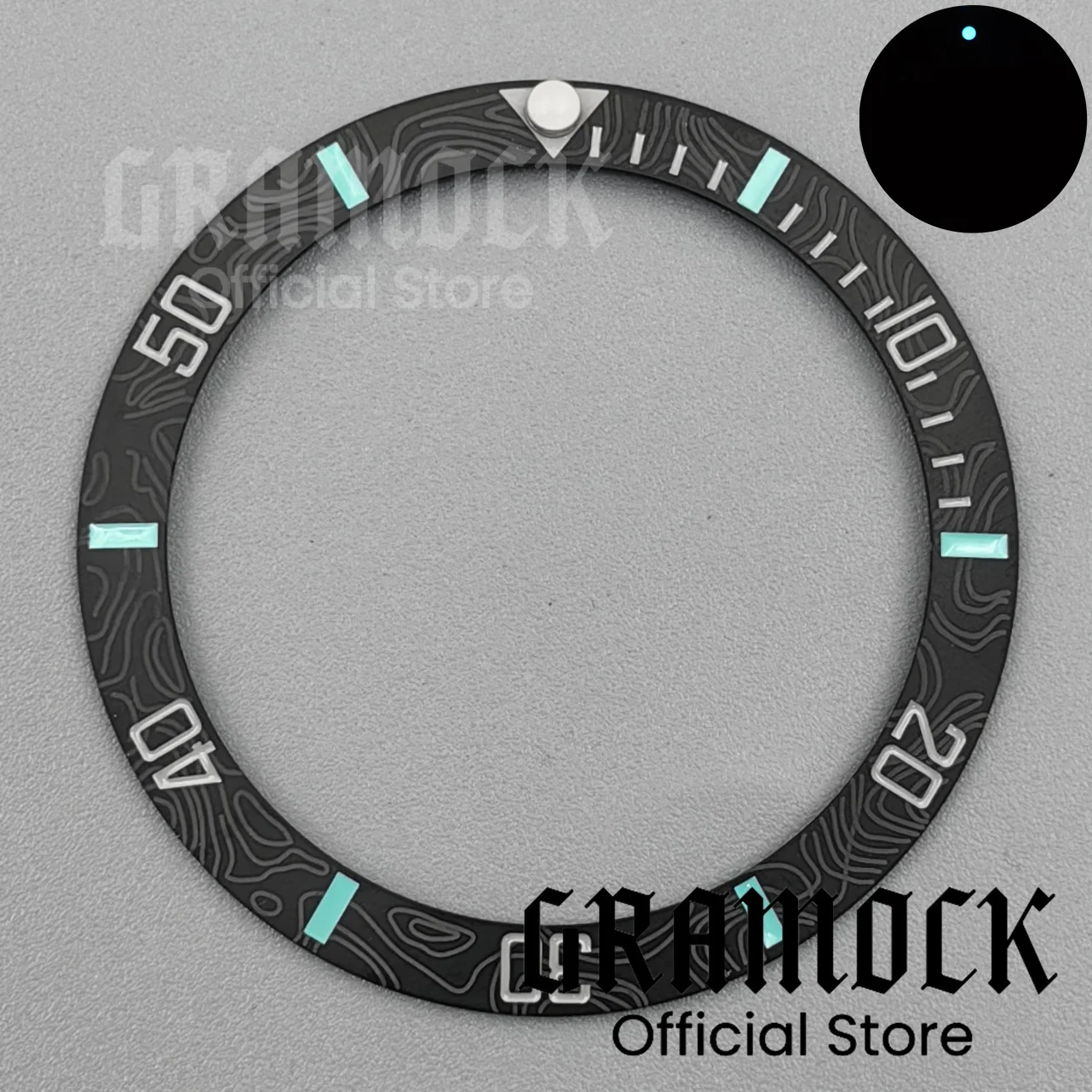Carbon Fibre Tilted Ceramic Bezel with Blue Luminous Accents