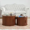 Modern Round Coffee Table Set of 2 with Storage Compartment and Sliding Door, Side End Accent Table for Living Room, Bedroom 1
