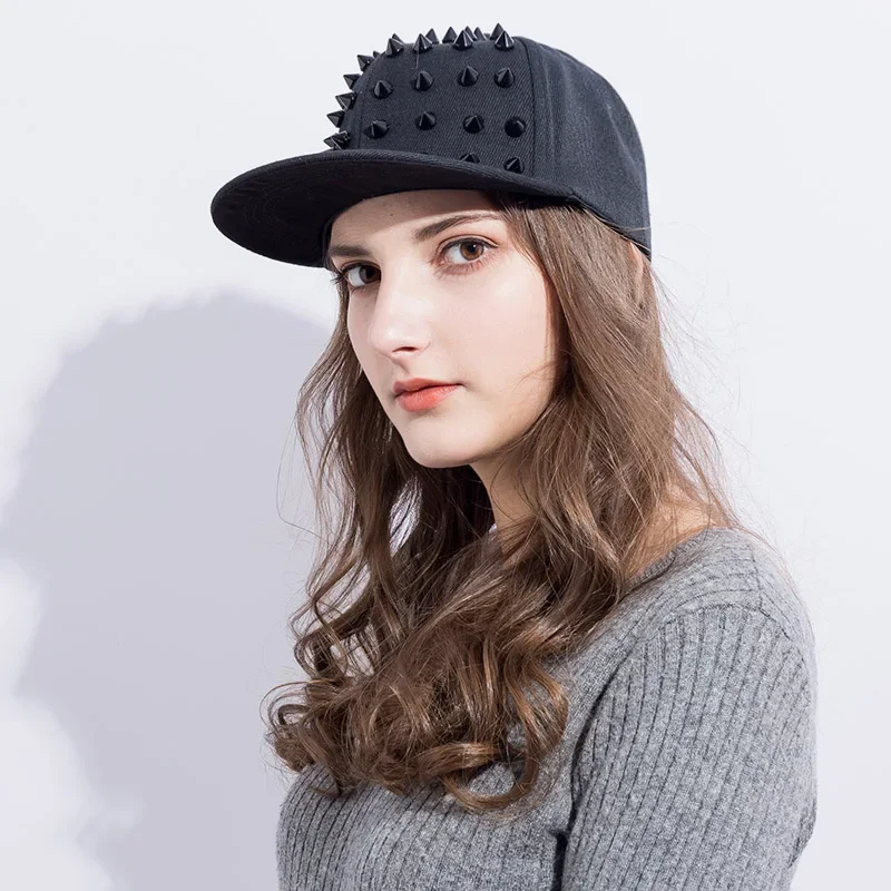 Unisex Punk Studded Baseball Hip-Hop Hat Adjustable Snapback Spike Rivet Stud Cap