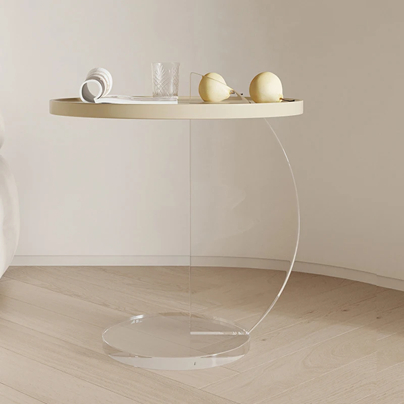 

Light Luxury Living Room Cream Style Sofa Side Table Acrylic Transparent Art Small Coffee Table Mini Corner Table