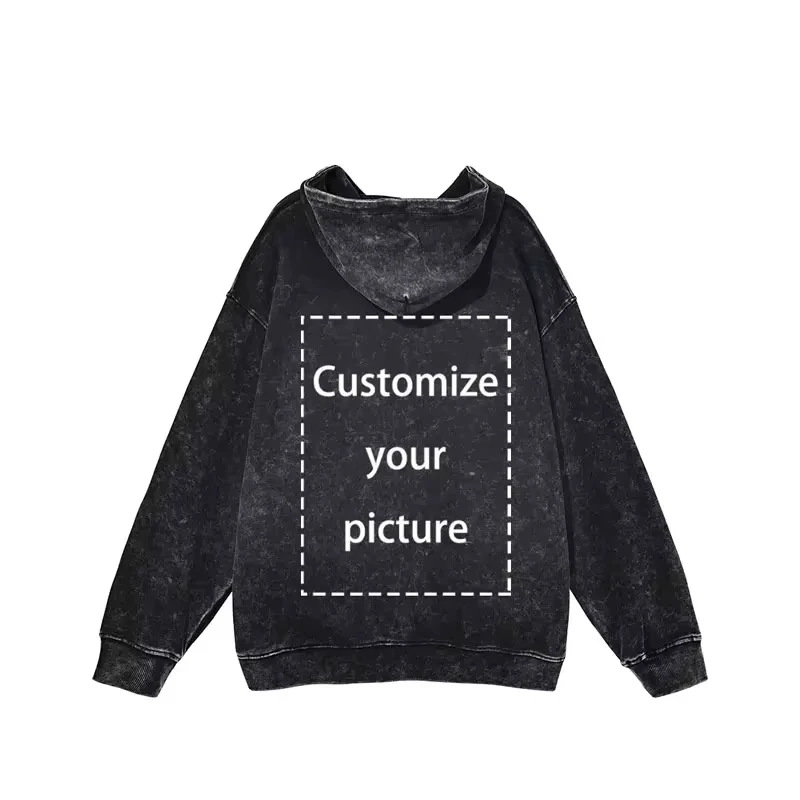 Hoodie GTD Printing Hip Hop Vintage Washed Hooded Sweatshirts Oversized Pullover Harajuku Hoodies Men Cotton