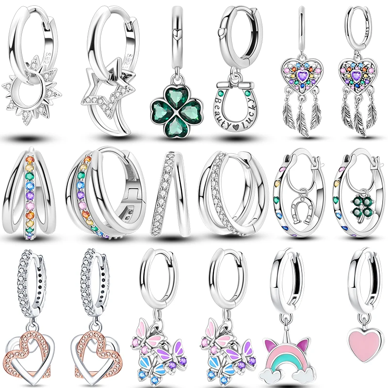Silver Earrings Sterling Silver 925 For Women Original Charm Moon and stars Engagement Anniversary Jewelry Gift