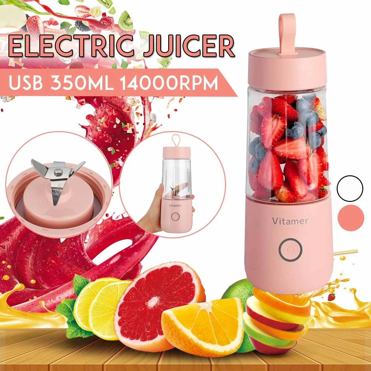 Portable Blender Cup, Electric USB Juicer Blender