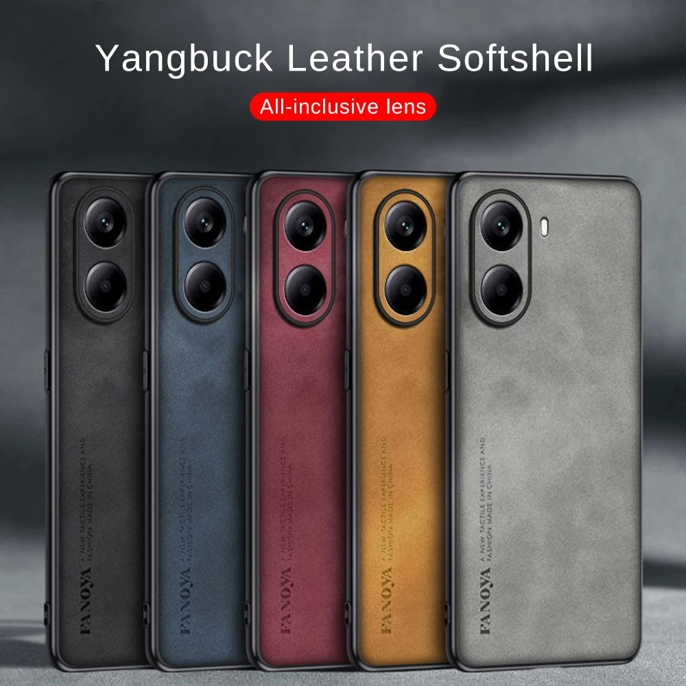 Sheepskin Leather Back Cover with TPU Soft Frame - Protective Case