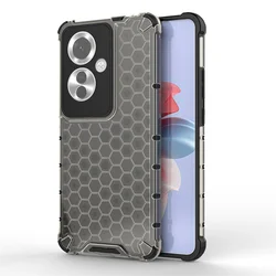 Shockproof Silicone Armor Case with Camera Protection - Transparent Hard Cover for Reno11 F 5G (Black)