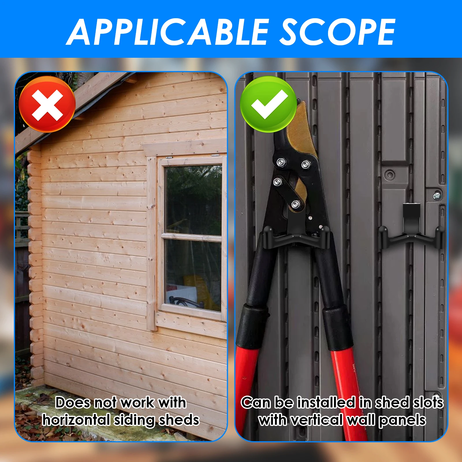 5/10Pcs Shed Tool Hook ABS Garage Tool Organizer Shovel Tool Compatible with 60118/60127/60138 Hanger Hook Shed Utility Hook 5