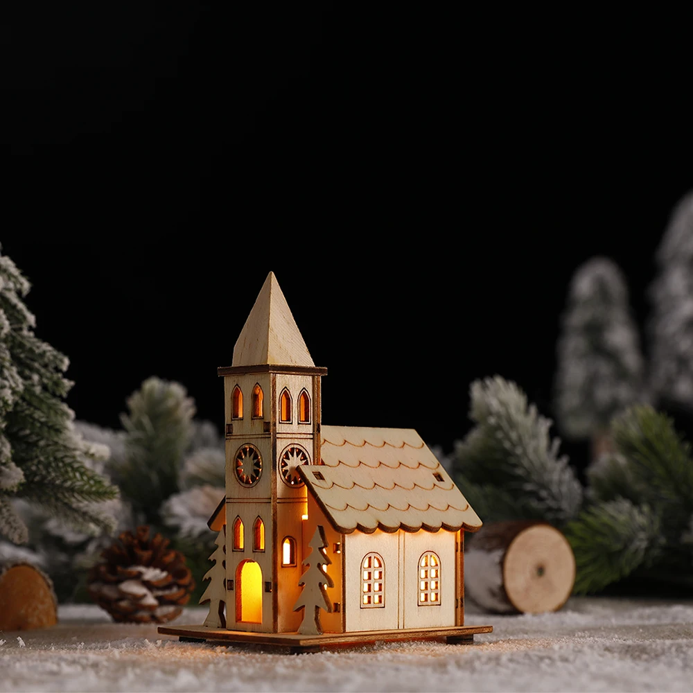 Maisonnette En Bois Illuminée LED – Minuterie 6h, Décoration De Noël Pour Table Ou Fenêtre