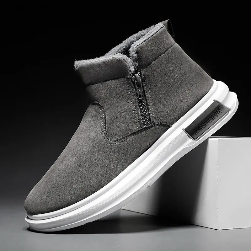 

Ботильоны мужские зимние, повседневная обувь для снега, черные