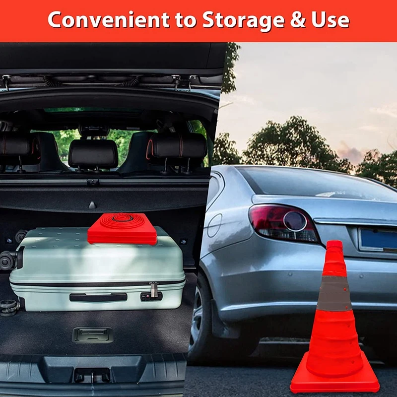 Orange Safety Road Reflective Parking Cone Multi Purpose Construction Cones For Training, Parking And Driving Practice