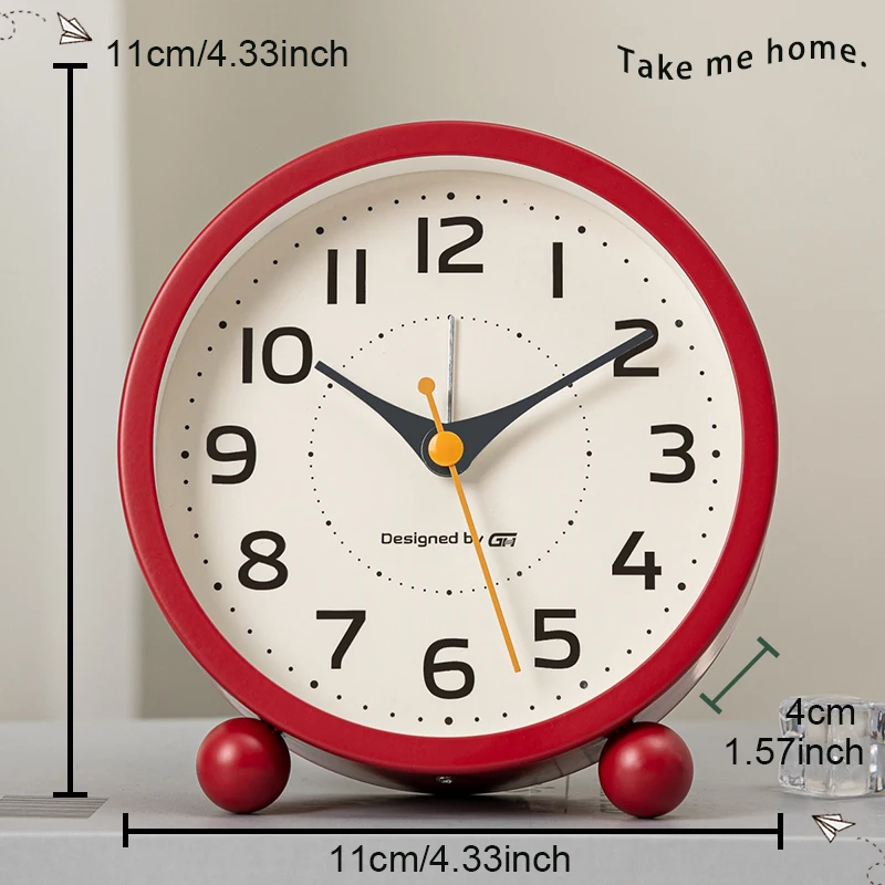 Children's Silent Metal Alarm Clock with Night Light