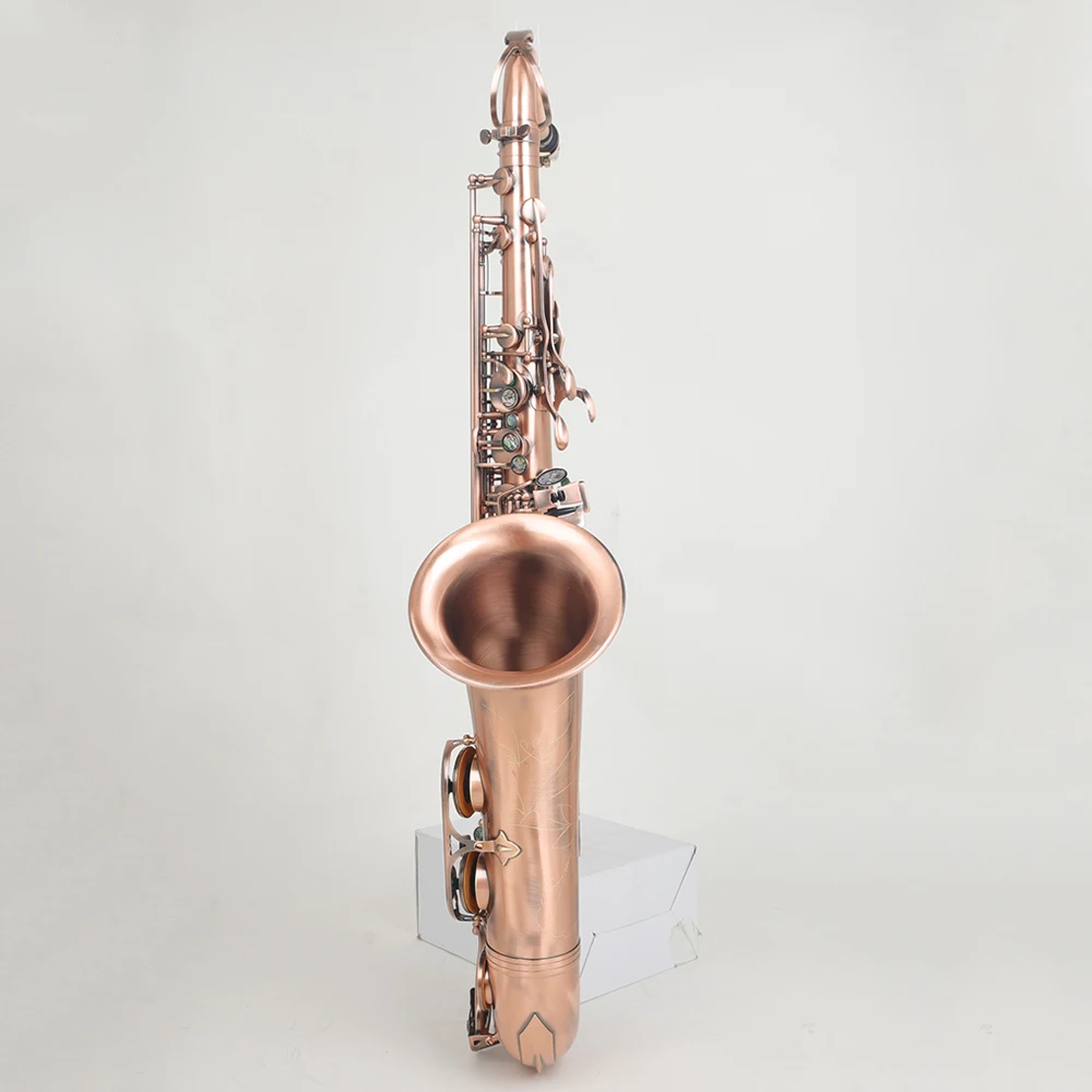 Antique Red Copper Saxophone Professional Bb Tenor Saxophone Brass B Flat Sax Music Woodwind with Case Mouthpiece Accessories