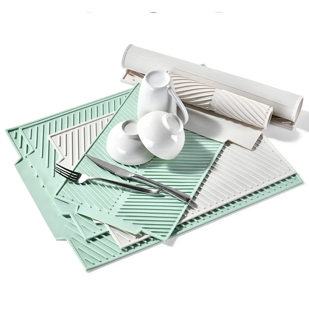 1pc Silicone Dish Drying Pad Non-Slip Mats Pots Drain Mat Tableware - Image 4