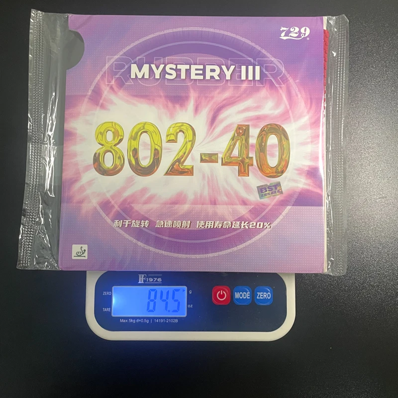 729 802-40 미스터리 III 피프스 아웃 탁구 러버 2.2mm 스펀지 숏 핑퐁 러버 빠른 공격 루프 포함 ITTF 승인