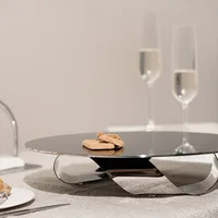 Modern Light Luxury Mirror Stainless Steel Household High Interwoven Fruit Tray Biscuit Pastry Heart Cake Pan 1
