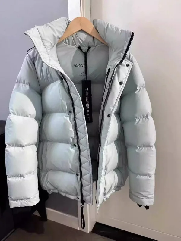 Aritzia Women's Super Puff down Jaet Hooded Goose down Thi Warm Winter Coat White Du down Filling Long Sve Zipper