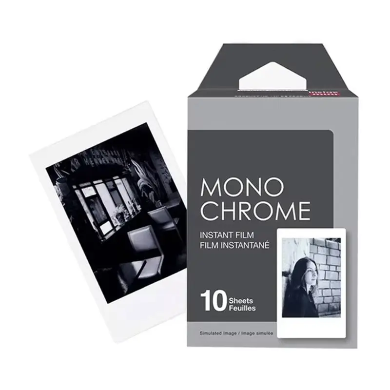 AM-For Fujifilm For Instax Mini 흑백 즉석 카메라 필름:Instax Mini 프린터용 흑백 인화지(10매)