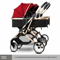 Poussette double pour nouveau-nés, landau pliable à double siège, inclinable réglable, toutes saisons, design léger 2