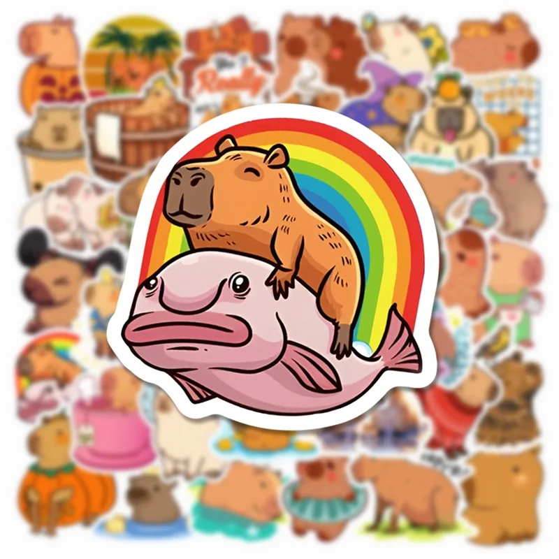 10/30/50PCS Cute Capybara PVC Sticker Aesthetic Children's Decoration Scrapbooking Sketchbook Korean Stationery School Supplies