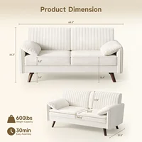 64.5" Loveseat Sofa, Chenille Loveseat, Small Couch for Living Room, Deep Seat Love Seat Comfy Couches for Small Spaces 3