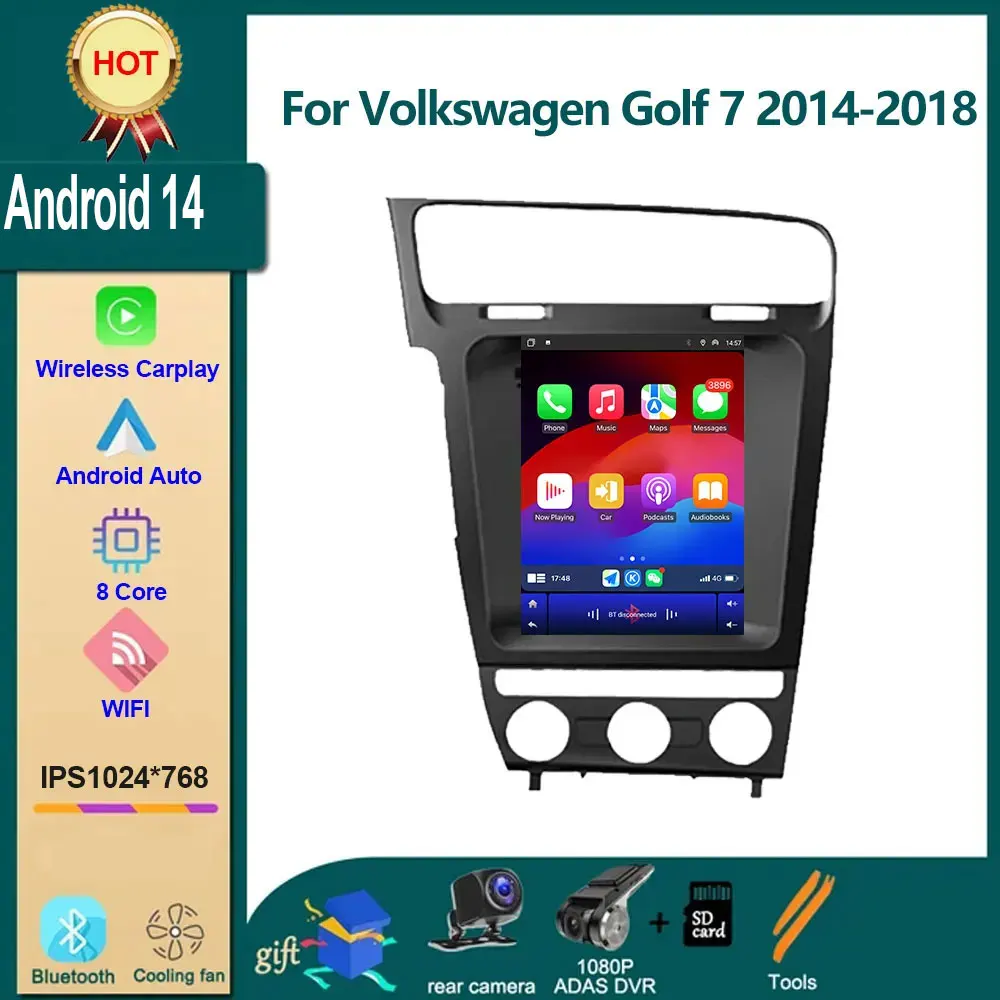 

Автомагнитола на Android 14 для Volkswagen Golf 7 2014-2018, мультимедийная навигация, GPS, стерео, Wi-Fi, Carplay