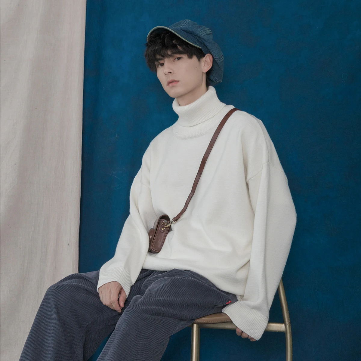 

Japanese Knitted Pullovers Men Solid Color Fashion Brand Autumn Winter Casual Knitwear New Turtleneck Male Knitted Jumpers 5XL