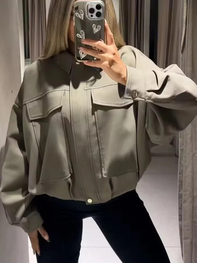 Women Bomber Jacket Spring Autumn New Fashion Long Sleeve Zipper Oversize Jackets Coat Chic Lady Casual Streetwear Outerwear