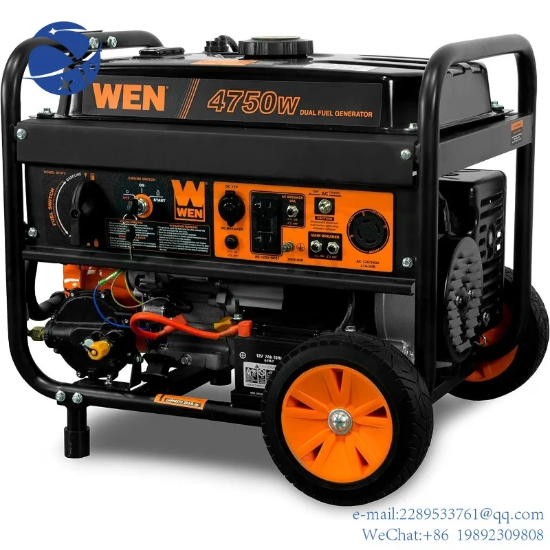 

Портативный генератор YYHC WEN DF475T, двойное топливо, 120 в/240 В, С переключателем электрозапуска, 4750 Вт, совместим с CARB