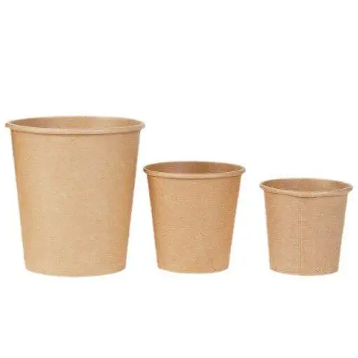 일회용 갈색 크라프트 종이컵 (뜨거운 음료/커피용) 15oz 25oz 4oz 6oz 7oz 맞춤 로고 인쇄 가능, 새지 않는 식기류