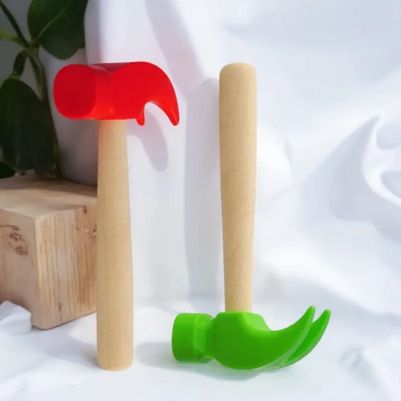 어린이를위한 2Pcs 수리 도구 해머 세트 척 놀이 건설 작업장 활동 학습 교육 실습 기술 개발