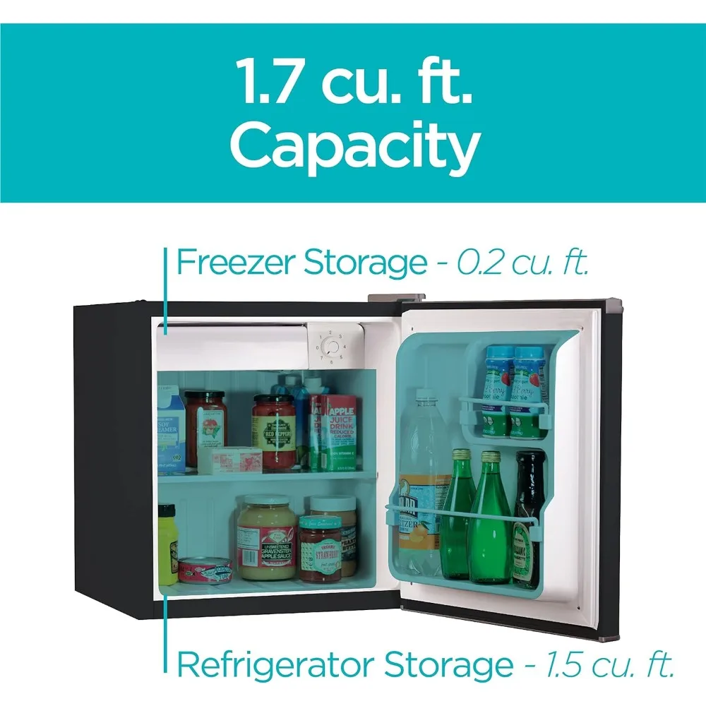 BCRK17B Compact Refrigerator Energy Star Single Door Mini Fridge with Freezer, 1.7 Cubic Feet, Black