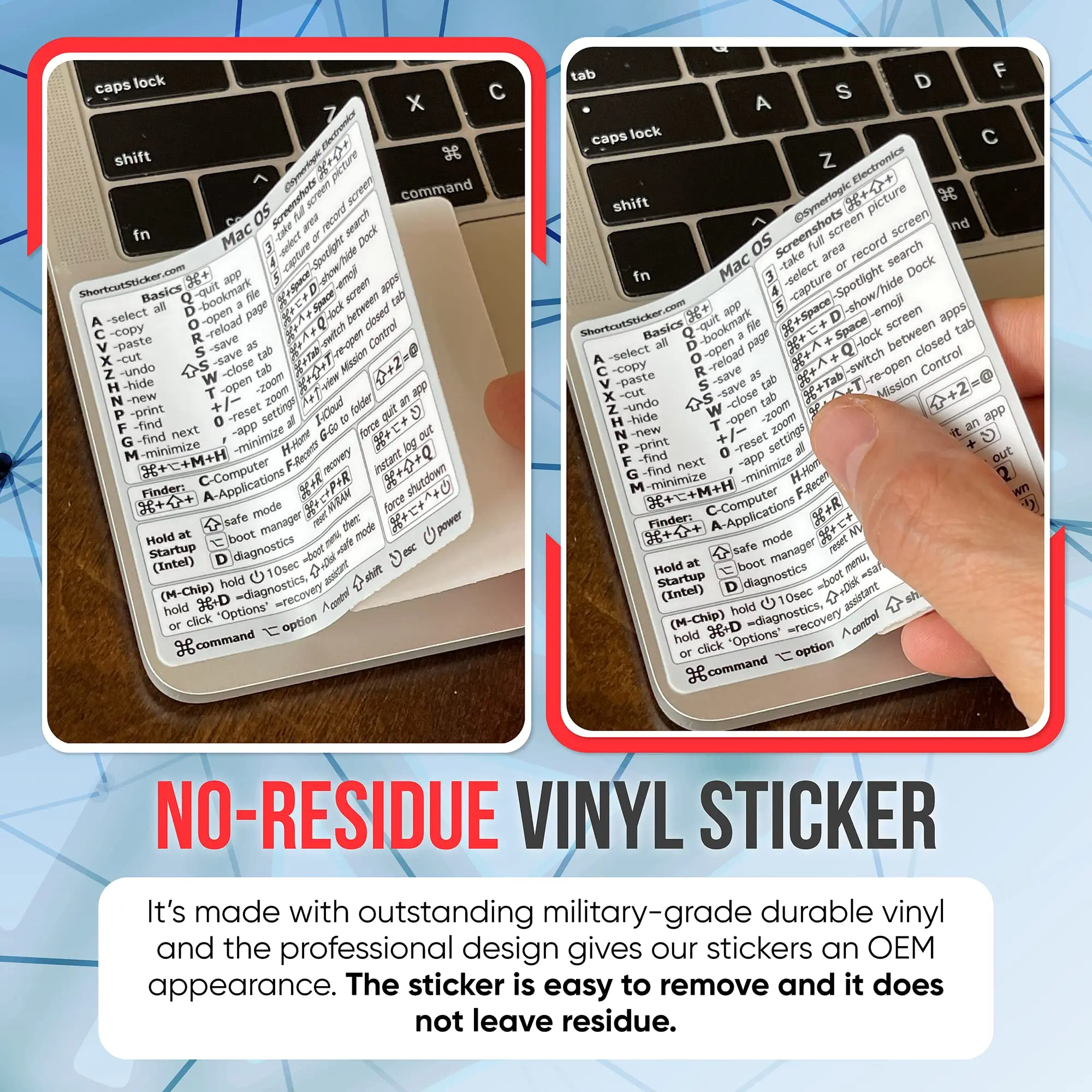 Shortcuts Sticker For Apple Mac OS System New Shortcut key sticker For 13-16" MacBook Pro 13 /Air 13 Windows Palm Rest vinyl film sticker laptop sticker shortcut stickers