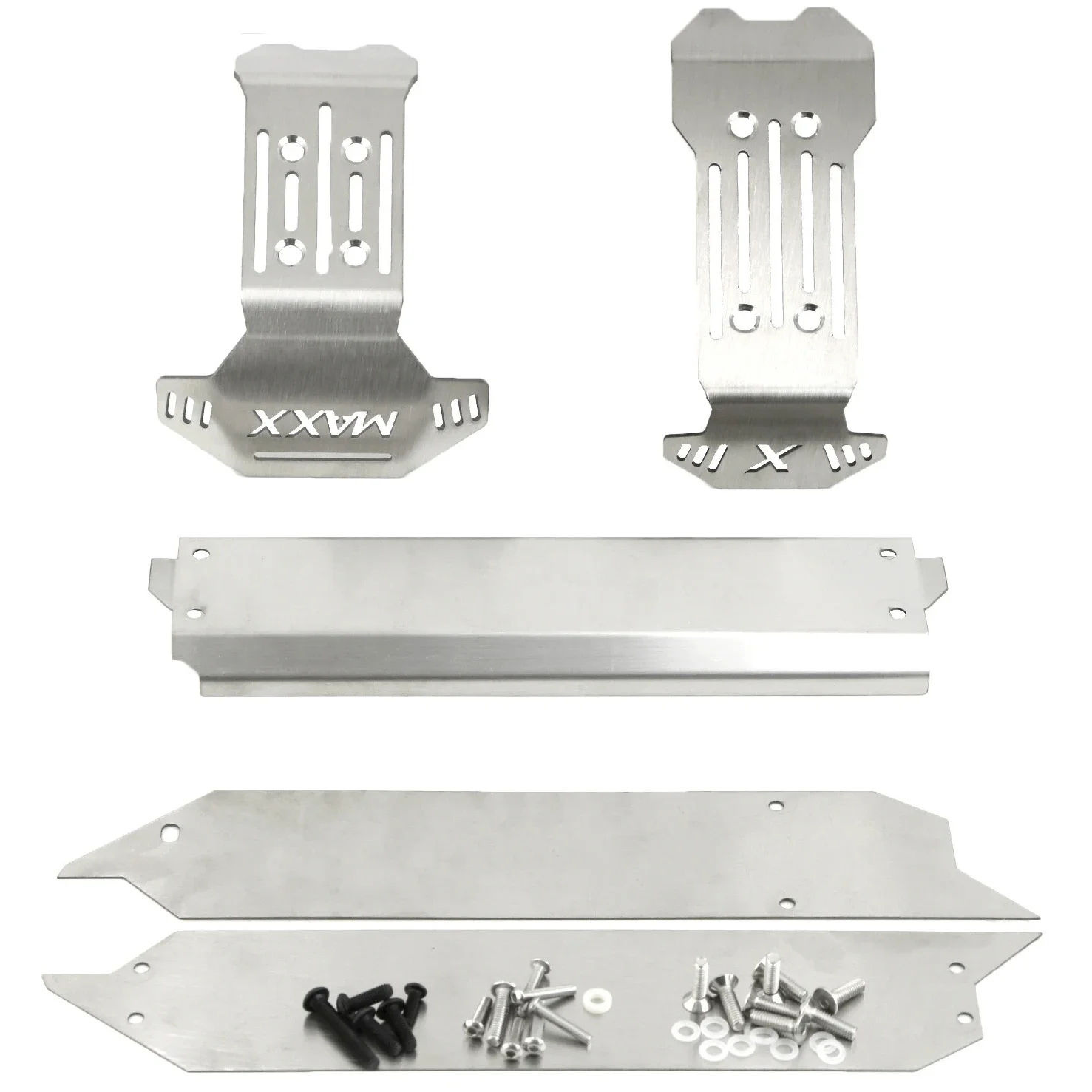 Edelstahl Schutzblech-Set Für Traxxas Maxx V2 1/10 – Vorne, Mitte, Hinten, 5-teilig, Robustes Chassis Armor