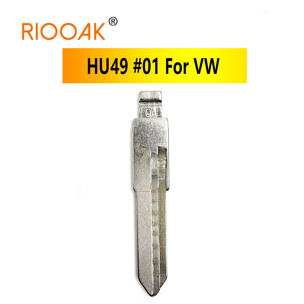5pcs 2 IN 1 Lishi HU49 #01 Engraved Line Key Blade Scale Shearing Teeth Cutting Key Blank For VW Jetta Santana