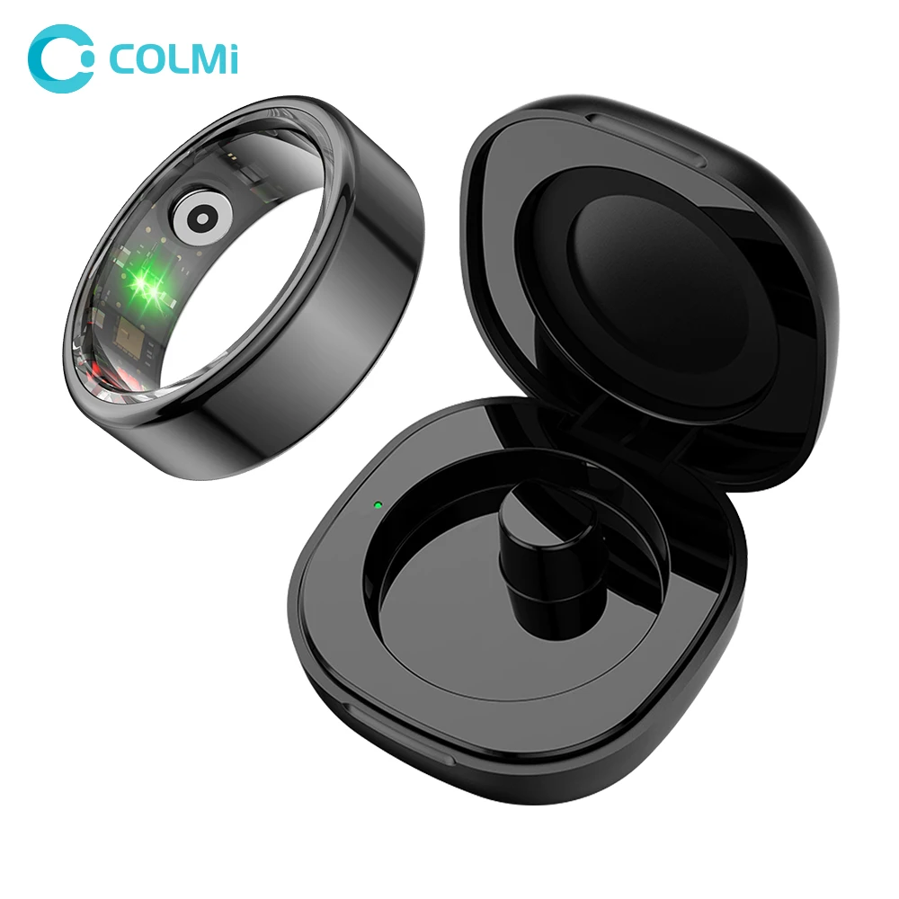 COLMI-R02 Anello intelligente con custodia di ricarica per uomo donna, durata della batteria, 39 giorni, monitor sanitario, impermeabile 5 ATM, modalità multi-sport
