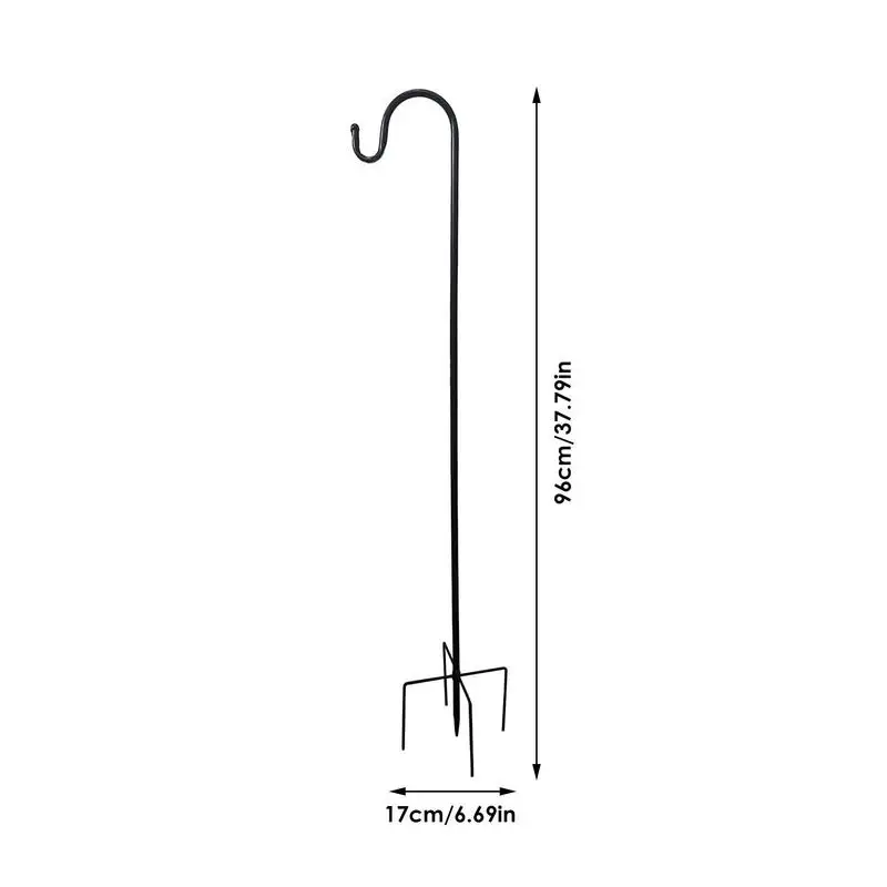 Hot Adjustable Shepherd Crook Hooks Festoon Pole With Base Garden Border Hook For String Lights Flower Ball Plant