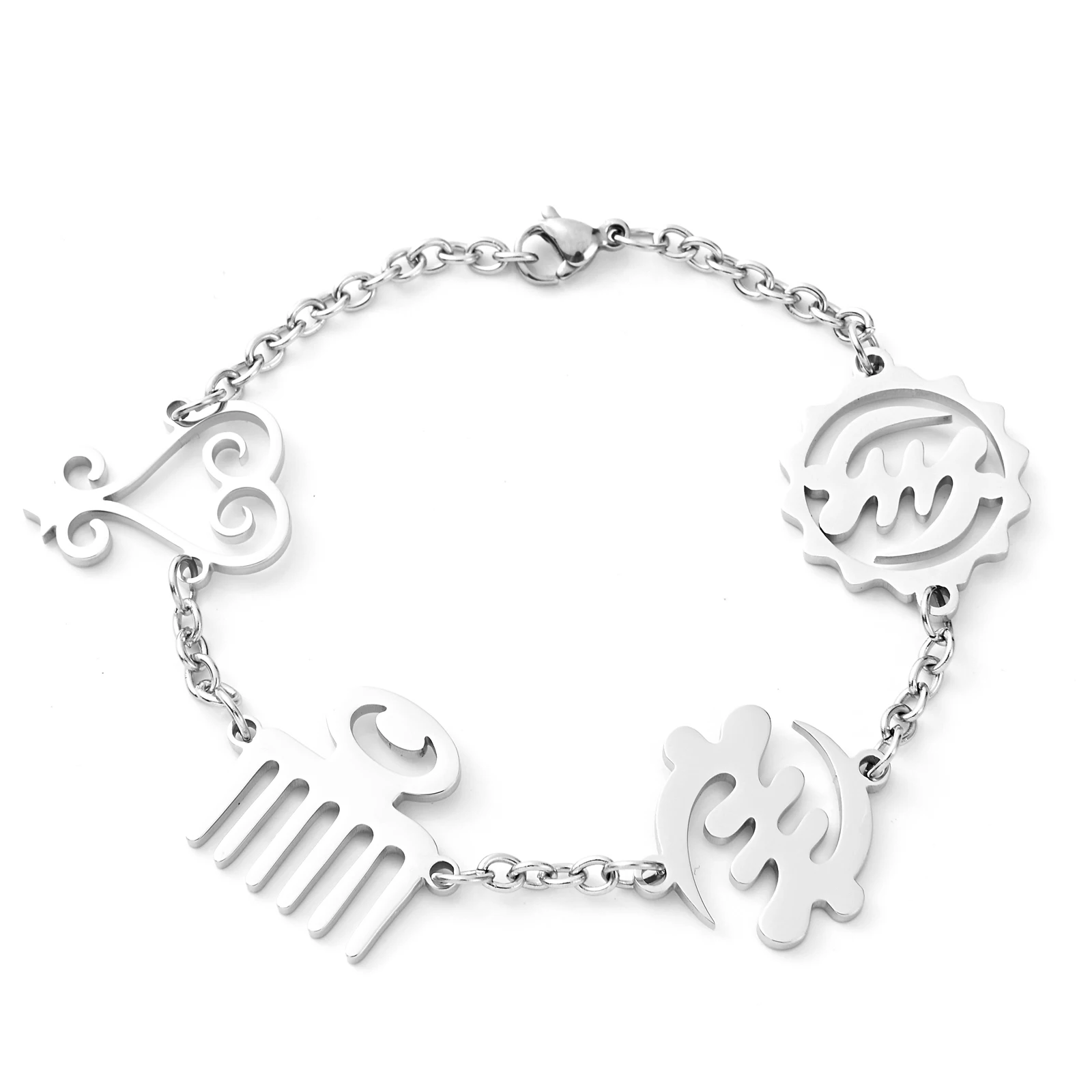 Custom Adinkra Charms Bracelet 18k Gold Plated Stainless Steel