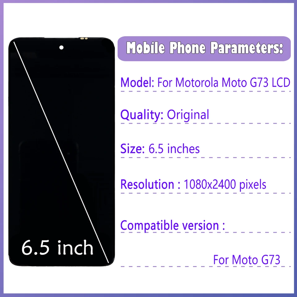 Display LCD + Cornice Per Motorola Moto G73 5G XT2237 – Touch Screen Vetro Nero Completo