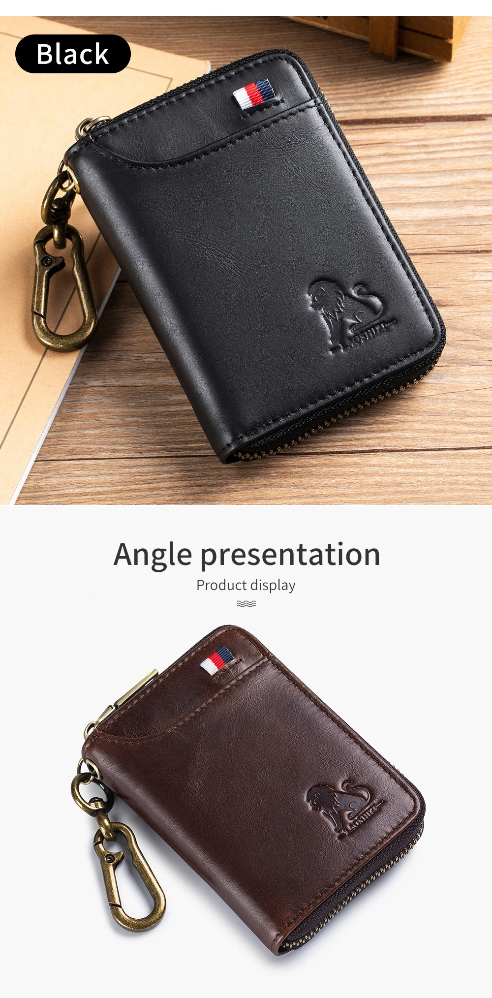Echtes Leder Schlüsseltasche für Herren-Autoschlüssel, Hüftclip-Option für Türzugang, Diebstahlsichere Geldbörse Kartenhalter – Detail 8