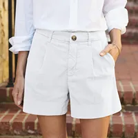 New Wide Leg Shorts For Women Summer Thin A Line Short Pants Button Closure No Zipper Loose Casual Women‘S Shorts