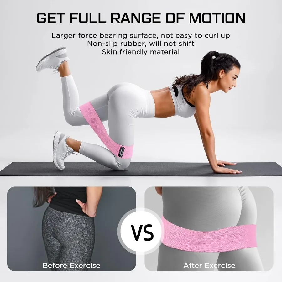 12 Pcs Fabric Resistance Bands for Working Out Booty Workout Stretch Exercise Bands Non Slip for Legs Squat Resistance Loop for