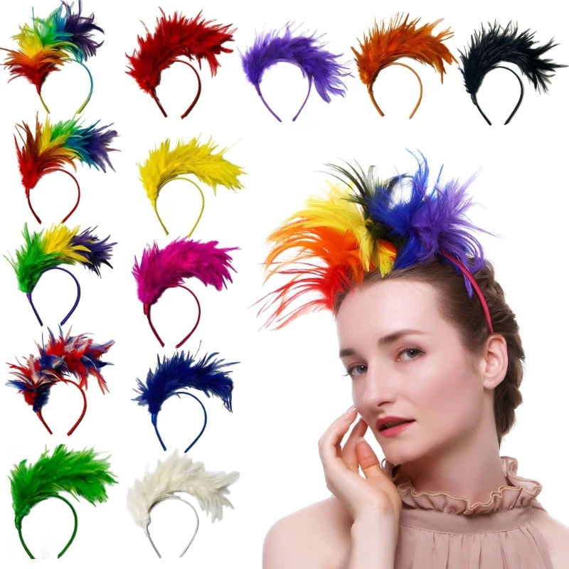 Accessorio per capelli in lega di perle e piume anni '20