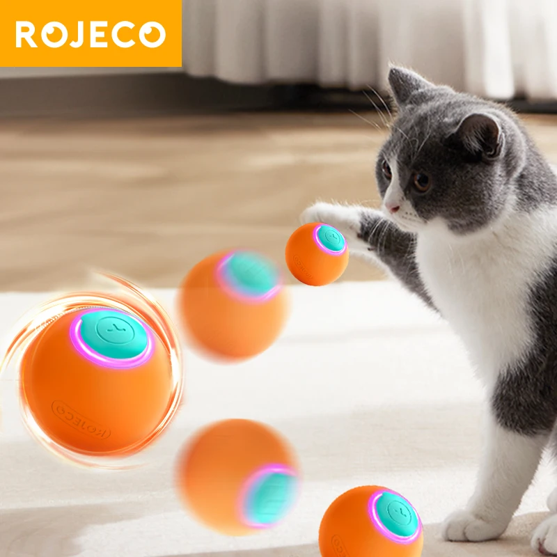 Pelota Eléctrica Interactiva Para Gatos - Movimiento Automático, Evita Obstáculos, 3 Modos De Juego, Carga USB-C