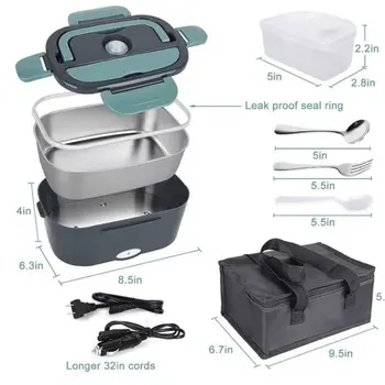 1.5 L 60W Electric Lunch Box Food Warmer Portable Food Heater for Car Or Home - Leak Proof, Lunch Heating Microwave for Truckers 1