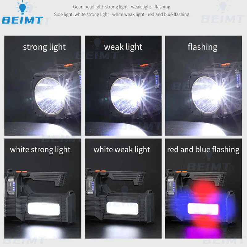LED Flashlight LED Lights Camping Lamp Camping Lights Solar Flood Light Solar Lantern High Power Hand Lamp Solar Energy USB Rechargeable LED Flashlight Outdoor Camping Floodlight Emergency Power Torch Warning Light