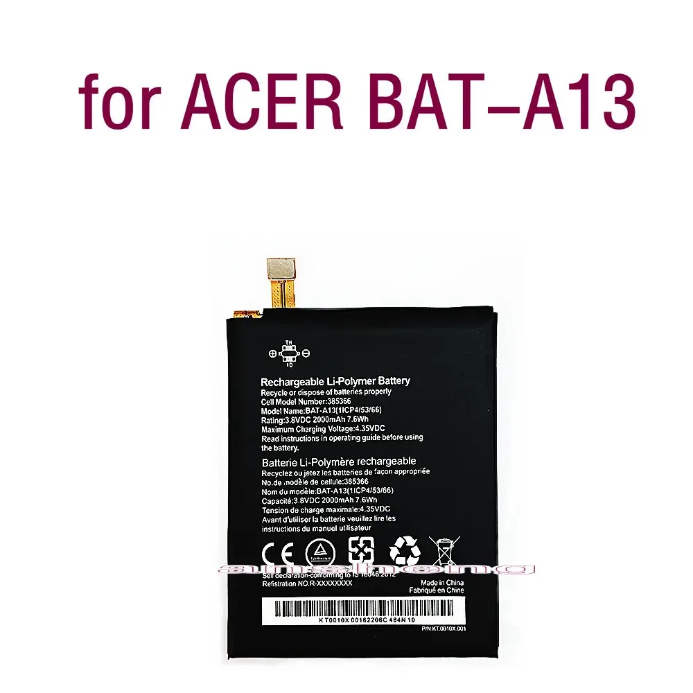 

NEW High Quality Phone Battery 3.8V 2000mAh for ACER BAT-A13 Phone Battery