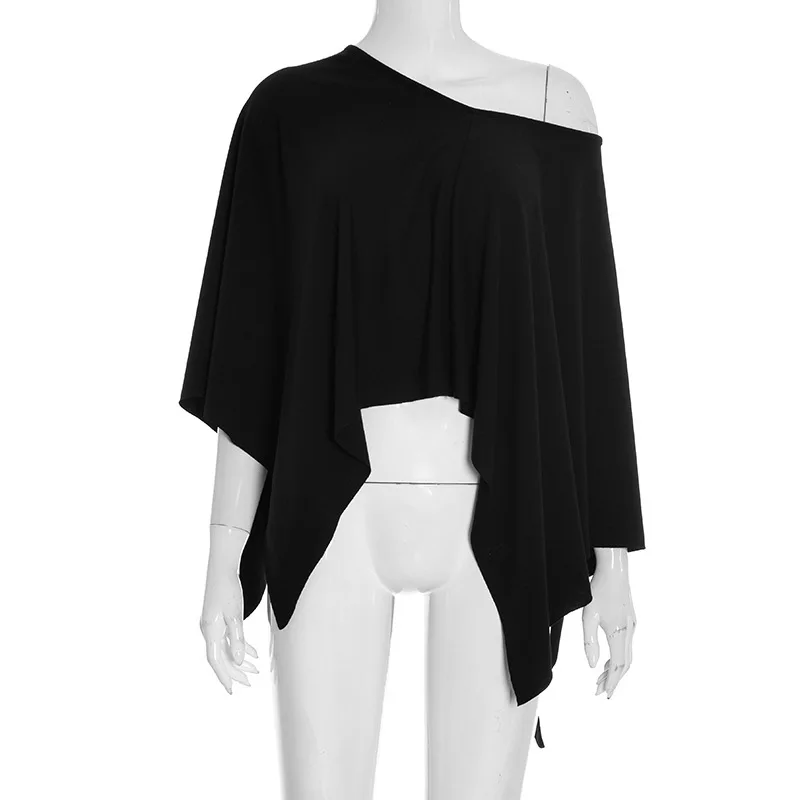 Elegant Fashion New Irregular Women's V-neck Solid Color Shawl Spring and Summer Loose Loose Pullover Top Casual Blouse